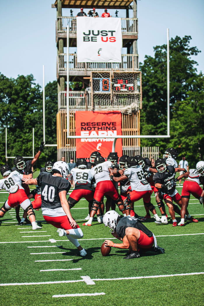 Sign at Cincinnati preseason football camp